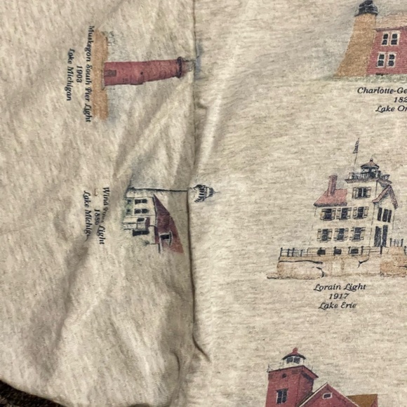 VINTAGE 90s | Light Houses All Over Printed. Great Lakes Lighthouses - Picture 9 of 13
